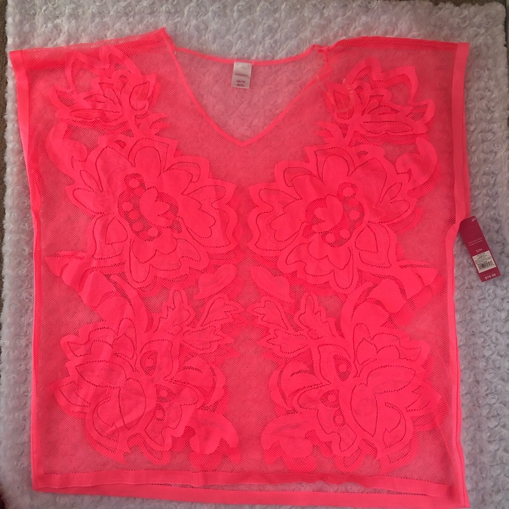 Neon pink swimsuit cover-up